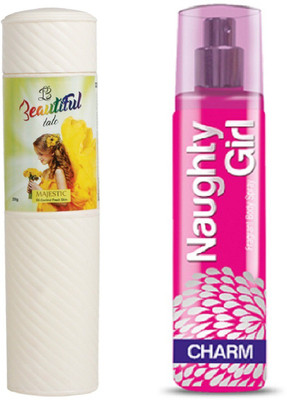 Naughty Girl TALC 250gm MAJESTIC & Perfume CHROME 135 ml (Set of 2 for Women)(Set of 2)
Naughty Girl TALC 250gm MAJESTIC & Perfume CHROME 135 ml (Set of 2 for Women)(Set of 2)