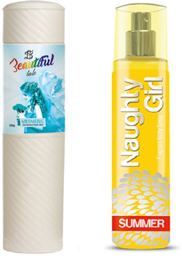 Naughty Girl TALC 250gm MESMERIC & Perfume SUMMER 135 ml (Set of 2 for Women)(Set of 2)
Naughty Girl TALC 250gm MESMERIC & Perfume SUMMER 135 ml (Set of 2 for Women)(Set of 2)