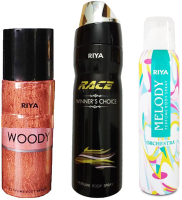 Riya 1 WOODY DEODORANT 150ML+ 1 RACE WINNER'S CHOICE DEODORANT 200ML+ 1 MELODY DEODORANT 150ML Deodorant Spray - For Men & Women(150 ml, Pack of 3)
Riya 1 WOODY DEODORANT 150ML+ 1 RACE WINNER'S CHOICE DEODORANT 200ML+ 1 MELODY DEODORANT 150ML Deodorant Spray - For Men & Women(150 ml, Pack of 3)