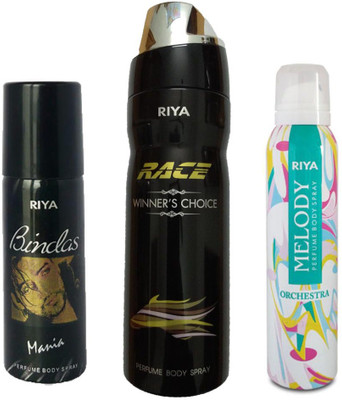 Riya 1 MELODY DEODORANT 150ML+ 1 RACE WINNER'S CHOICE DEODORANT 200ML+ 1 BINDAS MANIA DEODORANT 150ML Deodorant Spray - For Men & Women(150 ml, Pack of 3)
Riya 1 MELODY DEODORANT 150ML+ 1 RACE WINNER'S CHOICE DEODORANT 200ML+ 1 BINDAS MANIA DEODORANT 150ML Deodorant Spray - For Men & Women(150 ml, Pack of 3)