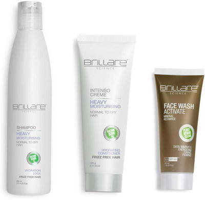 Brillare Science Special Combo Heavy Moisturising Shampoo(300 ml) , Heavy Moisturising Intenso creme conditioner (125gm) & Activate Face Wash (100ml)(Set of 3)
Brillare Science Special Combo Heavy Moisturising Shampoo(300 ml) , Heavy Moisturising Intenso creme conditioner (125gm) & Activate Face Wash (100ml)(Set of 3)
