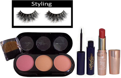 Styling Eyelashes, Mac 3 Shade Blusher,Padma Eyeliner, Lakme 9 to 5 crease-less Lipstick(Set of 4)
Styling Eyelashes, Mac 3 Shade Blusher,Padma Eyeliner, Lakme 9 to 5 crease-less Lipstick(Set of 4)