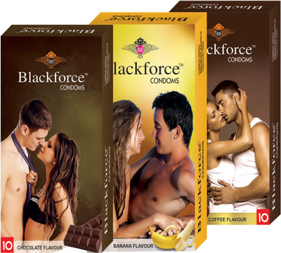 BLACKFORCE CHOCOLATE , BANANA AND COFFEE Condom(Set of 3, 30S)