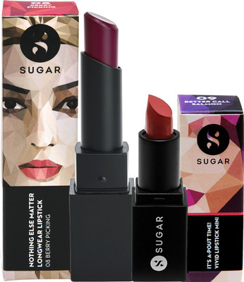 Sugar Cosmetics Nothing Else Matter Longwear Lipstick(08 Berry Picking and 09 Better Call Salmon)
Sugar Cosmetics Nothing Else Matter Longwear Lipstick(08 Berry Picking and 09 Better Call Salmon)