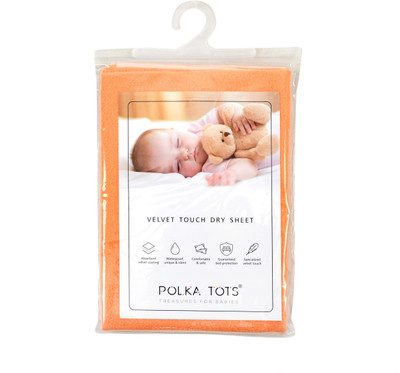 Polka Tots Velvet Baby Bed Protecting Mat(Peach