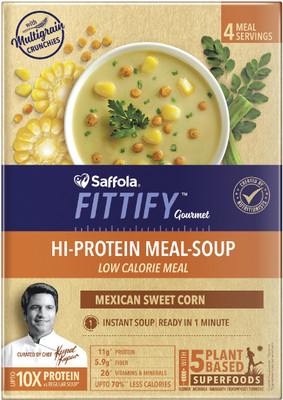 Saffola Fittify Hi Protein Meal-Soup,� With 5 superfoods and Multigrain Crunchies, Mexican Sweet Corn(212 g)
Saffola Fittify Hi Protein Meal-Soup,� With 5 superfoods and Multigrain Crunchies, Mexican Sweet Corn(212 g)