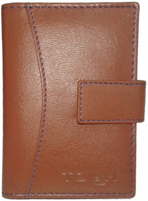 TOUGH Men Tan Genuine Leather Card Holder(12 Card Slots), Cognac