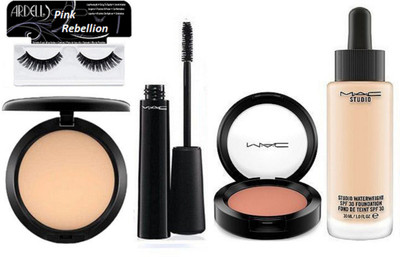 Pink rebellion Eyelashes & Mac Studio Water weight Foundation & Blusher & Waterproof Mascara & Compact(Set of 5)
Pink rebellion Eyelashes & Mac Studio Water weight Foundation & Blusher & Waterproof Mascara & Compact(Set of 5)