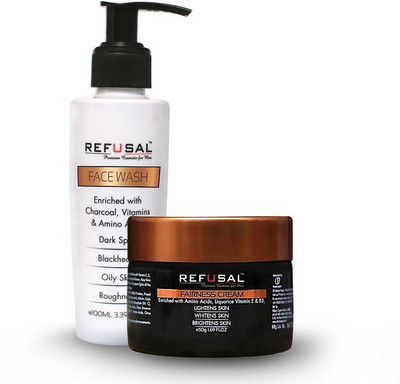 REFUSAL Activated Charcoal Facewash & Fairness Cream(Set of 2)