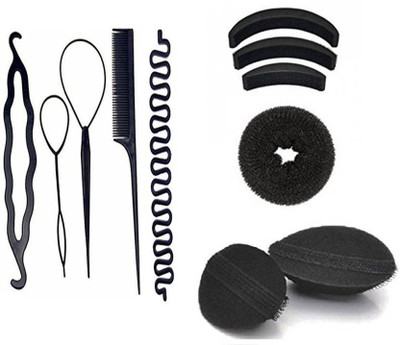 S R Enterprises Hair donut 1pcs twist 3pcs hair styling tool(Set of 11)