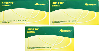 Romsons NITRI-PRO LATEX FREE NITRILE MEDICAL EXAMINATION GLOVES,SIZE MEDIUM, 100 PCs. PACK, COMBO OF 3 PACKS, TOTAL 300 GLOVES Nitrile Examination Gloves(Pack of 300)
Romsons NITRI-PRO LATEX FREE NITRILE MEDICAL EXAMINATION GLOVES,SIZE MEDIUM, 100 PCs. PACK, COMBO OF 3 PACKS, TOTAL 300 GLOVES Nitrile Examination Gloves(Pack of 300)