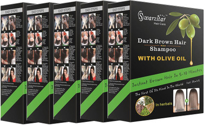 Swarzstar DARK BROWN COLOUR SHAMPOO-5 BOX IN 25 POUCH(625 ml)