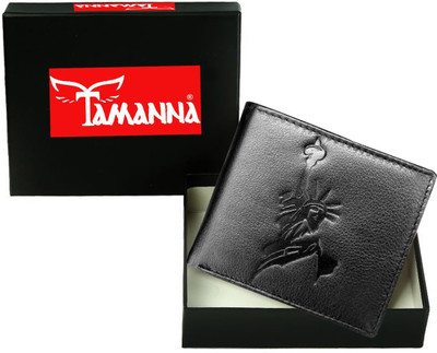 Tamanna Men Black Genuine Leather Wallet(1 Card Slot)