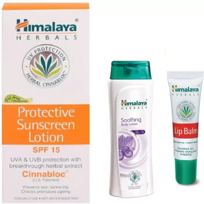 Himalaya SOOTHING BODY LOTION, PROECTIVE SUN SCREEN , LIP BLAM(Set of 3)