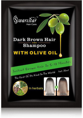 Swarzstar DARK BROWN HAIR COLOUR SHAMPOO -1 1 BOX IN 5 POUCH(125 ml)