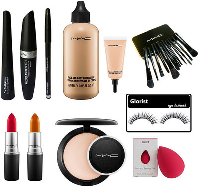 glorist eyelash and mac complete combo kit(Set of 11)