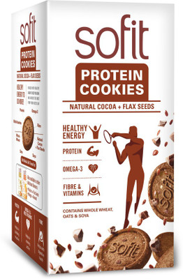 Sofit Protein cookies Natural Cocoa + Flax Seeds(1500 g, Pack of 10)