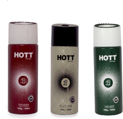 HOTT THUNDER & PLATINUM & INTENSES Deodorant for Men- (Set of 3) (150ml each) Body Spray - For Men(150 ml, Pack of 3)
HOTT THUNDER & PLATINUM & INTENSES Deodorant for Men- (Set of 3) (150ml each) Body Spray - For Men(150 ml, Pack of 3)