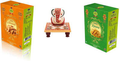 Shree BABAJI Combo Of Almond (Badam) & Raisins(Kishmish)400 Grams Each Box With Blessing Of Ganesha Combo(800)