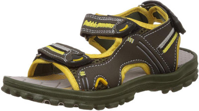 Bubblegummers Boys Velcro Flats(Brown, Brown yellow