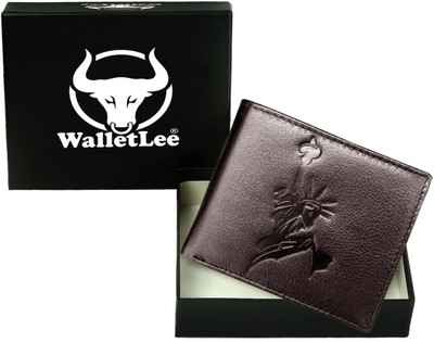 WalletLee Men Black Genuine Leather Wallet(1 Card Slot), Brown