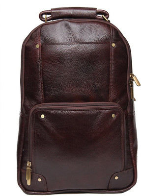 HYATT Leather Laptop Backpack 18.0 L Laptop Backpack(Brown)