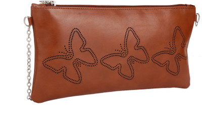 Butterflies Casual Tan Clutch
