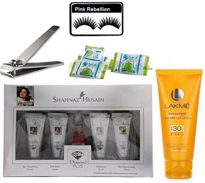 Pink Rebellion Eyelashes & Diamond Plus Facial Kit & Sun Expert Sunscreen Lotion & Magic Napkin 3 With Nail Cutter(Set of 5)
Pink Rebellion Eyelashes & Diamond Plus Facial Kit & Sun Expert Sunscreen Lotion & Magic Napkin 3 With Nail Cutter(Set of 5)