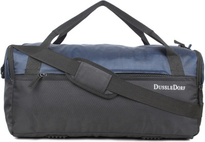 Dussledorf navy blue and grey Travel duffle bag Travel Duffel Bag(Black)