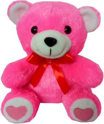 KOKO TOYS Pink Teddy With Heart Sole - 20 cm(Pink)