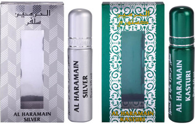 Al Haramain Kasturi & Silver Fragrance Roll On Attar Combo Pack of 2 x 10 ml Floral Attar(Floral)
Al Haramain Kasturi & Silver Fragrance Roll On Attar Combo Pack of 2 x 10 ml Floral Attar(Floral)
