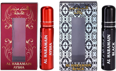 Al Haramain Aysha & Black Fragrance Roll On Attar Combo Pack of 2 x 10 ml Floral Attar(Floral)
Al Haramain Aysha & Black Fragrance Roll On Attar Combo Pack of 2 x 10 ml Floral Attar(Floral)