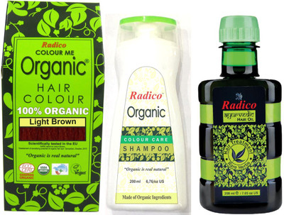 Radico 100% Organic Light Brown Powder With Organic Colour Care Shampoo (200 ml) and Ayurvedic Hair Oil (200ml)(Set of 3)
Radico 100% Organic Light Brown Powder With Organic Colour Care Shampoo (200 ml) and Ayurvedic Hair Oil (200ml)(Set of 3)