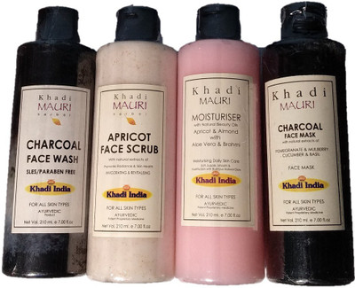 Khadi Mauri Charcaol face wash + face scrub + Aloevera Moisturiser + Charcoal face mask herbal combo(Set of 4)
Khadi Mauri Charcaol face wash + face scrub + Aloevera Moisturiser + Charcoal face mask herbal combo(Set of 4)