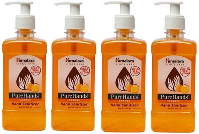 Himalaya Pure hand Sanitizer combo of 4 pack Orange fragrance 500ml each(2000 ml, Pump Dispenser, Pack of 4)