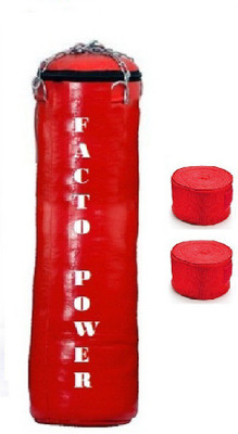 FACTO POWER 1.5 Feet Long, SRF - STANDARD Material, Red Color, Unfilled with Hanging Chain and 9 Feet Long Red Color Hand Wrap Pair Boxing Kit
FACTO POWER 1.5 Feet Long, SRF - STANDARD Material, Red Color, Unfilled with Hanging Chain and 9 Feet Long Red Color Hand Wrap Pair Boxing Kit