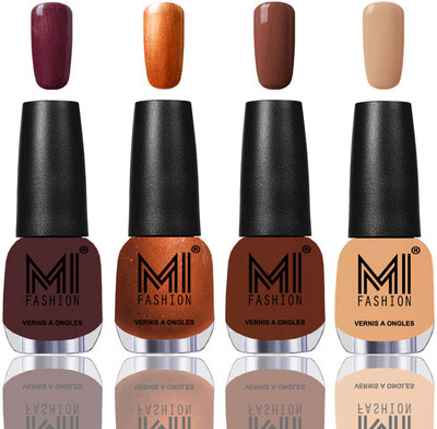 MI Fashion Among the Best Ever Shine Nail Polish Long Lasting Collection of 4 Pcs Shimmer Coffee,Red Gold,Chocolate Brown,Flirty Nude(Pack of 4)
MI Fashion Among the Best Ever Shine Nail Polish Long Lasting Collection of 4 Pcs Shimmer Coffee,Red Gold,Chocolate Brown,Flirty Nude(Pack of 4)