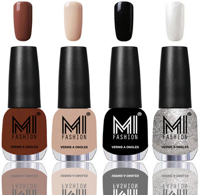 MI Fashion Among the Best Ever Shine Nail Polish Long Lasting Collection of 4 Pcs Chocolate Brown,Sweet Nude,Jet Black,Metallic Silver(Pack of 4)
MI Fashion Among the Best Ever Shine Nail Polish Long Lasting Collection of 4 Pcs Chocolate Brown,Sweet Nude,Jet Black,Metallic Silver(Pack of 4)