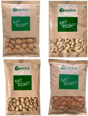 Hambre Dry Fruit Combo, Badam+Kaju+Pista+Khumani, 1Kg (250gx4), Pack of 4, Almonds, Pistachios, Cashews, Apricots(1000 g, Pouch)