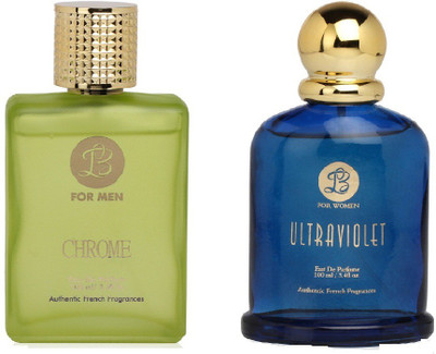 Lyla Blanc Mens CHROME & Womens ULTRA VOILENT - (Set of 2 Perfume for Couple) (100ml each) Eau de Parfum - 100 ml(For Men & Women)
Lyla Blanc Mens CHROME & Womens ULTRA VOILENT - (Set of 2 Perfume for Couple) (100ml each) Eau de Parfum - 100 ml(For Men & Women)