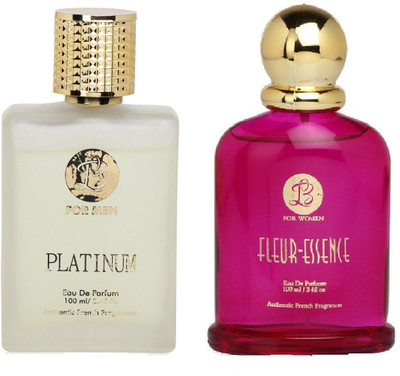 Lyla Blanc Mens PLATINUM & Womens FLEUR-ESSENCE - (Set of 2 Perfume for Couple) (100ml each) Eau de Parfum - 100 ml(For Men & Women)
Lyla Blanc Mens PLATINUM & Womens FLEUR-ESSENCE - (Set of 2 Perfume for Couple) (100ml each) Eau de Parfum - 100 ml(For Men & Women)