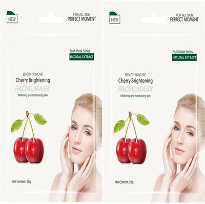 Mond'sub Cherry Whitening & Brightening Fruit With Natural Extract Facial Mask(50g)Pack Of 2(50 g)
