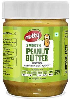 Nutty Peanut Butter Smooth 200gm, 100 % Natural 200 g