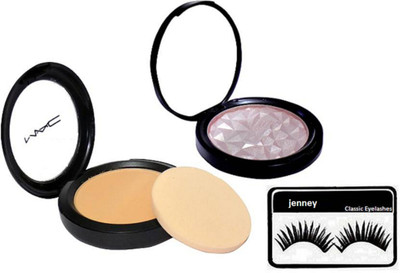 jenney Eyelashes, Mac Beauty Makeup Powder Bold & Bad Lash with Studio Fix Powder Plus Foundation(Set of 3)