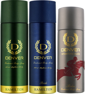 Denver Rider, Pride and Hamilton Combo Deodorant Spray - For Men(565 ml, Pack of 3)
Denver Rider, Pride and Hamilton Combo Deodorant Spray - For Men(565 ml, Pack of 3)
