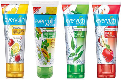 Everyuth Naturals Moisturizing FRUIT, Brightening LEMON & CHERRY, Anti Acne & Anti Marks TULSI TURMERIC, Purifying NEEM 50g x 4 Face Wash(200 g)
Everyuth Naturals Moisturizing FRUIT, Brightening LEMON & CHERRY, Anti Acne & Anti Marks TULSI TURMERIC, Purifying NEEM 50g x 4 Face Wash(200 g)
