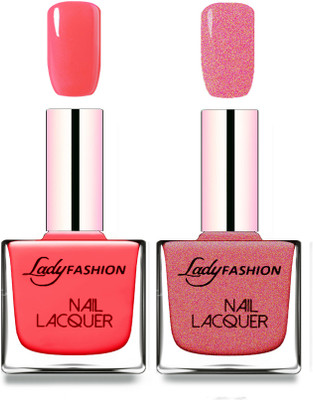Lady Fashion Cube Shaped Made In India Nail Polish Baby Pink, Mauve(Pack of 2)