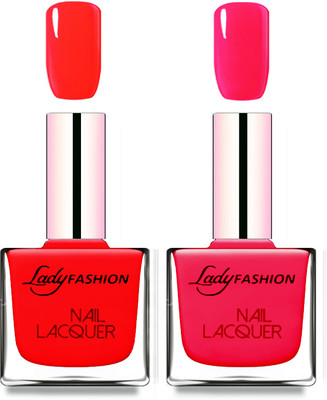 Lady Fashion Cube Shaped Made In India Nail Polish Juicy Red, Sweet Red(Pack of 2)