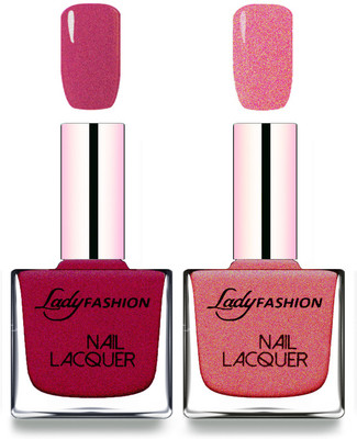 Lady Fashion Cube Shaped Made In India Nail Polish Maroon, Mauve(Pack of 2)