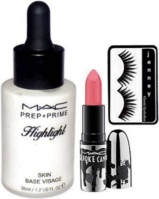 jenney Eyelashes & Peach Lipstick & Skin Base Highlight(Set of 3)